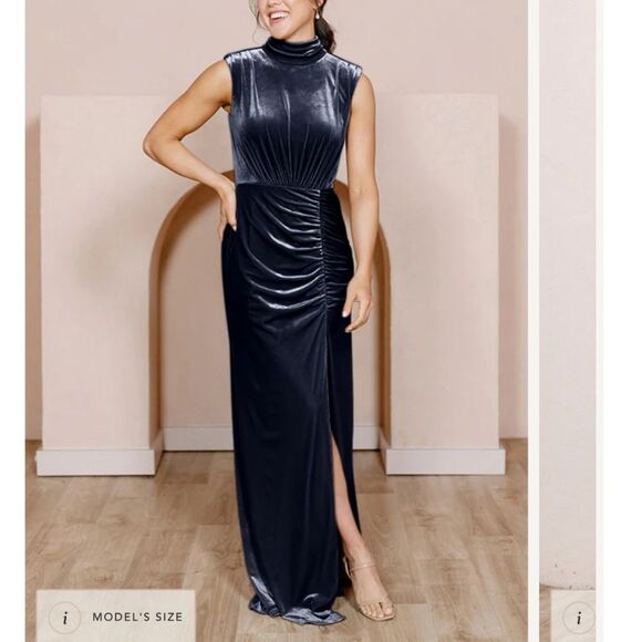 Revelry Beck Velvet Dress in Slate Blue Size 10 - Picture 1 of 7